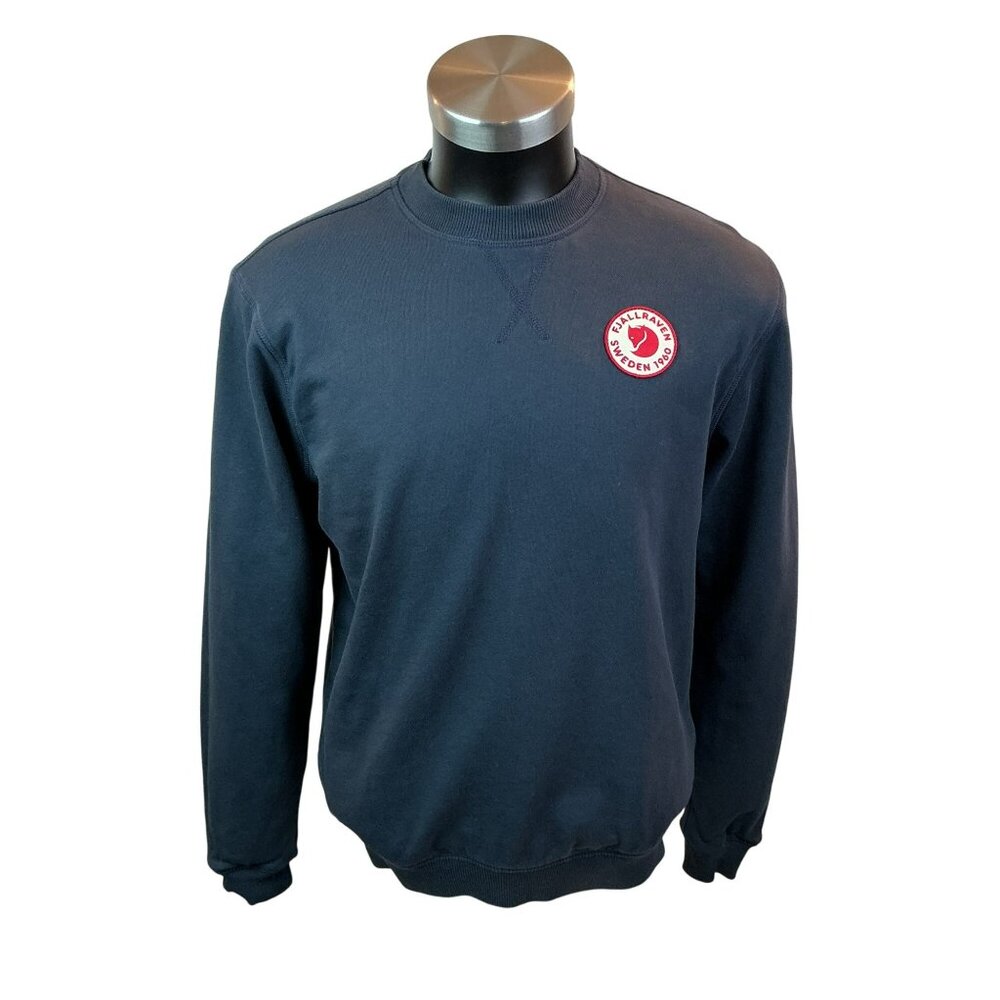 Fjallraven Navy Sweatshirt Logo Patch Mens Small 100% Cotton Made In Portugal